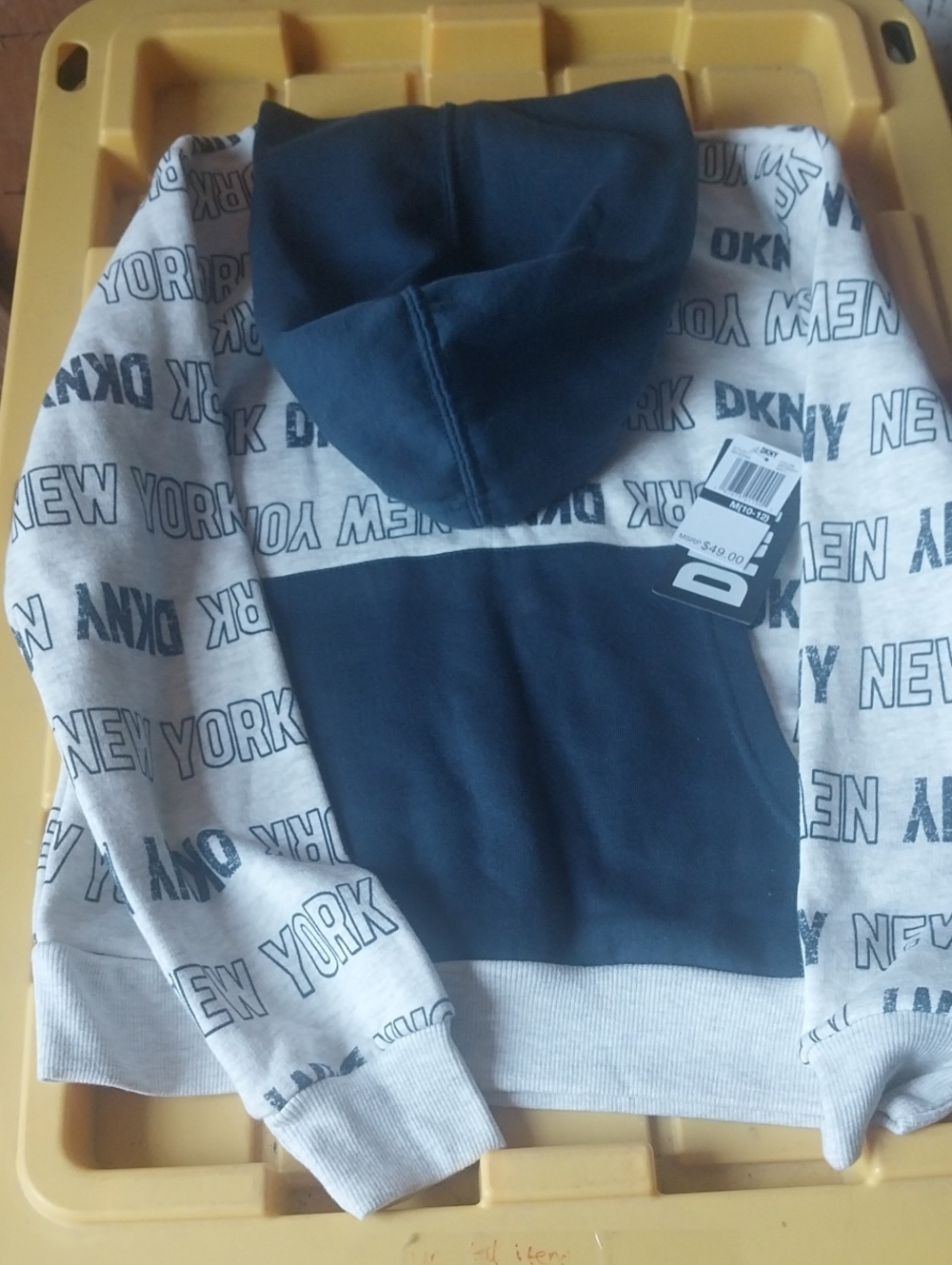 DKNY Kids Navy & Gray Hooded Sweatshirt - New York Print